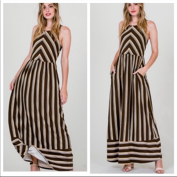 Unique chic and gorgeous multi striped maxi dress - Picture 7 of 8